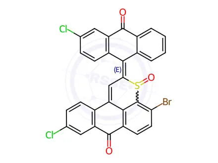 Chemical structure of 4(5or6)-bromo-9-chloro-2-(3-chloro-10-oxo-9(10H)-anthrylidene)anthra[1,9-bc]thiopyran-7(2H)-one