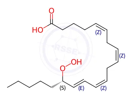 Chemical structure of 15(S)-Hydroperoxy-(5Z,8Z,11Z,13E)-eicosatetraenoic Acid