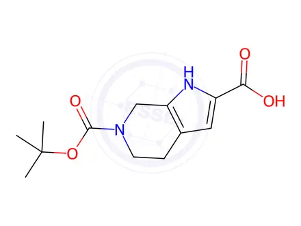 Chemical structure of 6-(tert-Butoxycarbonyl)-4,5,6,7-tetrahydro-1H-pyrrolo[2,3-c]pyridine-2-carboxylic acid