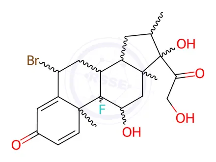 Chemical structure of (6S,8S,9R,10S,11S,13S,14S,16S,17R)-6-Bromo-9-fluoro-11,17-dihydroxy-17-(2-hydroxyacetyl)-10,13,16-trimethyl-6,7,8,9,10,11,12,13,14,15,16,17-dodecahydro-3H-cyclopenta[a]phenanthren-3-one