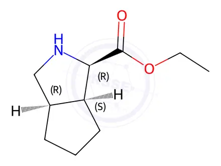 Chemical structure of Cyclopenta[c]pyrrole-1-carboxylic acid, octahydro-, ethyl ester, (1R,3aR,6aS)-