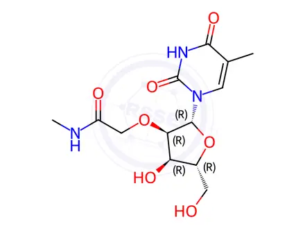 Chemical structure of Uridine, 5-methyl-2'-O-[2-(methylamino)-2-oxoethyl]-