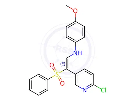 Chemical structure of N-[(E)-2-(Benzenesulfonyl)-2-(6-chloropyridin-3-yl)ethenyl]-4-methoxyaniline