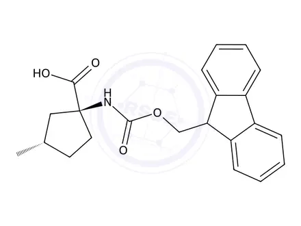 Chemical structure of (1S,3S)-1-((((9H-fluoren-9-yl)methoxy)carbonyl)amino)-3-methylcyclopentane-1-carboxylic acid