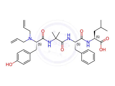 Chemical structure of (2-((S)-2-(Diallylamino)-3-(4-hydroxyphenyl)propanamido)-2-methylpropanoyl)-L-phenylalanyl-L-leucine