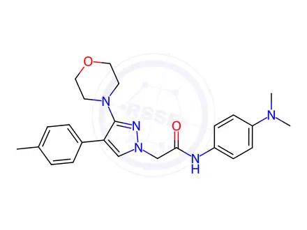 Chemical structure of N-[4-(dimethylamino)phenyl]-2-[4-(4-methylphenyl)-3-morpholin-4-ylpyrazol-1-yl]acetamide