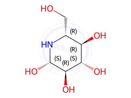 Chemical structure of (2S,3R,4S,5R,6R)-6-(Hydroxymethyl)piperidine-2,3,4,5-tetraol