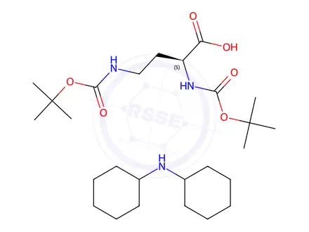 Chemical structure of N-alpha,gamma-Bis-Boc-D-2,4-diaminobutyric acid dicyclohexylammonium salt