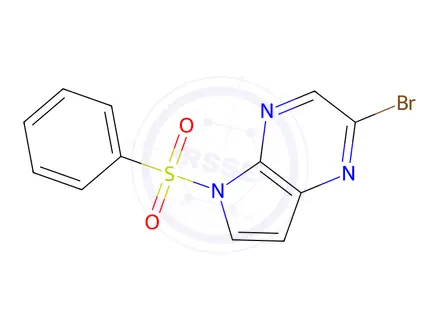 Chemical structure of 2-Bromo-5-(phenylsulfonyl)-5H-pyrrolo[2,3-b]pyrazine