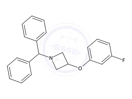 Chemical structure of 3-(3-Fluorophenyl)-1-benzhydryl azetidine