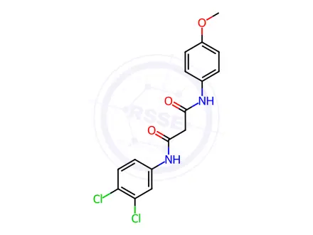 Chemical structure of N1-(3,4-dichlorophenyl)-N3-(4-methoxyphenyl)malonamide