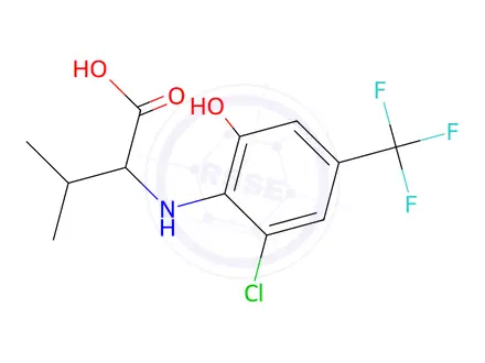 Chemical structure of 2-(2-Chloro-6-hydroxy-4-(trifluoromethyl)phenylamino)-3-methylbutanoic Acid