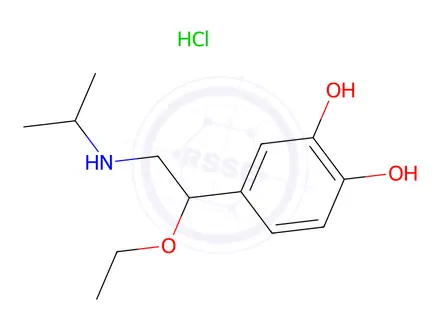 Chemical structure of 4-(1-Ethoxy-2-(isopropylamino)ethyl)benzene-1,2-diol Hydrochloride