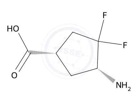 Chemical structure of (1S,4R)-4-amino-3,3-difluorocyclopentane-1-carboxylic acid