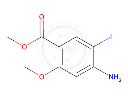 Chemical structure of Methyl 4-amino-5-iodo-2-methoxybenzoate