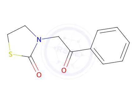 Chemical structure of 3-(2-Oxo-2-phenylethyl)thiazolidin-2-one