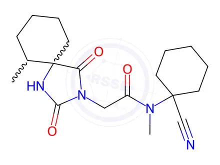 Chemical structure of N-(1-Cyanocyclohexyl)-N-methyl-2-(6-methyl-2,4-dioxo-1,3-diazaspiro[4.5]decan-3-yl)acetamide