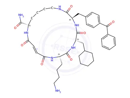 Chemical structure of (3R,6S,9S,16S,E)-9-(4-aminobutyl)-3-(4-benzoylbenzyl)-6-(cyclohexylmethyl)-2,5,8,11,14-pentaoxo-1,4,7,10,15-pentaazacycloicos-12-ene-16-carboxamide