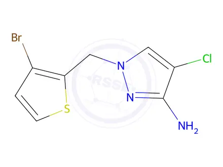 Chemical structure of 1-((3-Bromothiophen-2-yl)methyl)-4-chloro-1h-pyrazol-3-amine