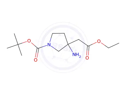 Chemical structure of Ethyl (3-Amino-1-Boc-Pyrrolidin-3-Yl)-Acetate