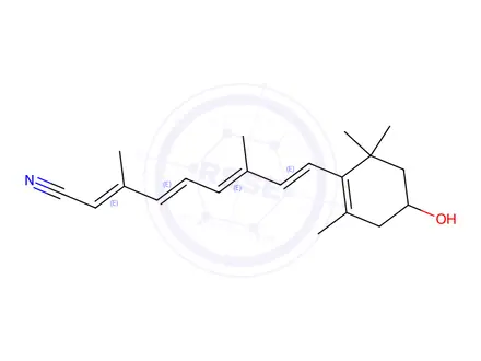Chemical structure of 9-(4-Hydroxy-2,6,6-trimethyl-1-cyclohexen-1-yl)-3,7-dimethyl-2,4,6,8-nonatetraenenitrile