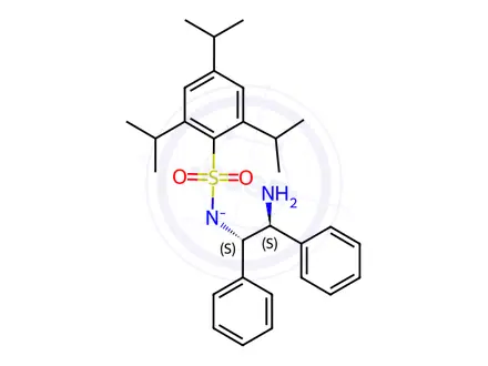 Chemical structure of Ruthenium, [N-[(1R,2R)-2-(amino-κN)-1,2-diphenylethyl]-2,4,6-tris(1-methylethyl)benzenesulfonamidato-κN]chloro[(1,2,3,4,5,6-η)-1-methyl-4-(1-methylethyl)benzene]