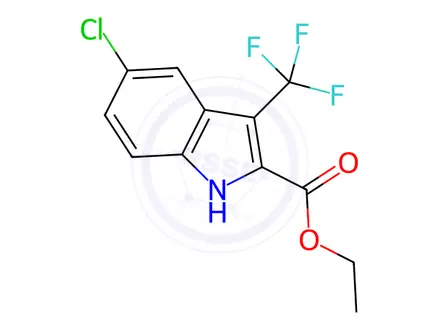 Chemical structure of ethyl 5-chloro-3-(trifluoromethyl)-1H-indole-2-carboxylate