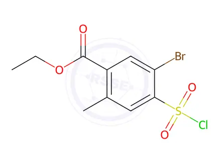 Chemical structure of Ethyl 5-bromo-4-(chlorosulfonyl)-2-methylbenzoate