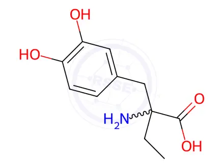 Chemical structure of rac a-Ethyl DOPA