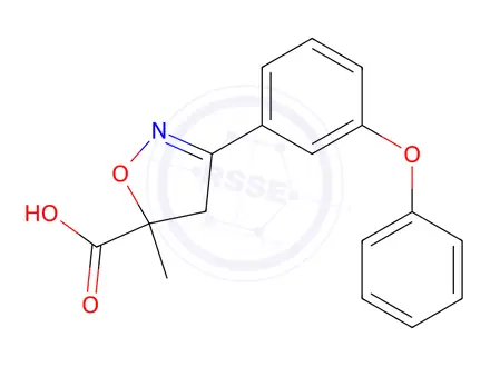 Chemical structure of 5-Methyl-3-(3-phenoxyphenyl)-4,5-dihydro-1,2-oxazole-5-carboxylic acid