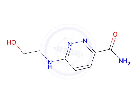 Chemical structure of 6-((2-Hydroxyethyl)amino)pyridazine-3-carboxamide