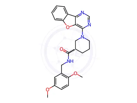 Chemical structure of 1-[1]benzofuro[3,2-d]pyrimidin-4-yl-N-(2,5-dimethoxybenzyl)piperidine-3-carboxamide