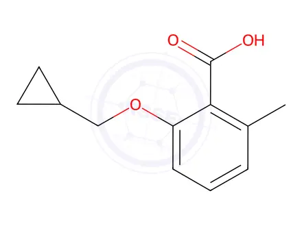 Chemical structure of Benzoic acid, 2-(cyclopropylmethoxy)-6-methyl-