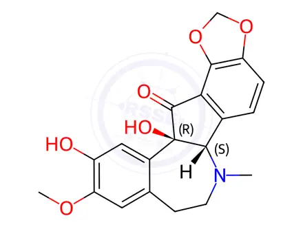 Chemical structure of (+)-6,7,8,12b-Tetrahydro-11,12b-dihydroxy-10-methoxy-6-methyl-1,3-dioxolo[4,5]indeno[2,1-a][3]benzazepin-13(5bH)-one