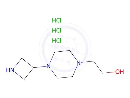 Chemical structure of 2-(4-(Azetidin-3-yl)piperazin-1-yl)ethan-1-ol trihydrochloride