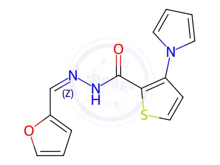 Chemical structure of N'-[(1Z)-(Furan-2-yl)methylidene]-3-(1H-pyrrol-1-yl)thiophene-2-carbohydrazide
