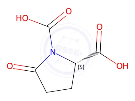 Chemical structure of (S)-5-Oxopyrrolidine-1,2-dicarboxylic acid