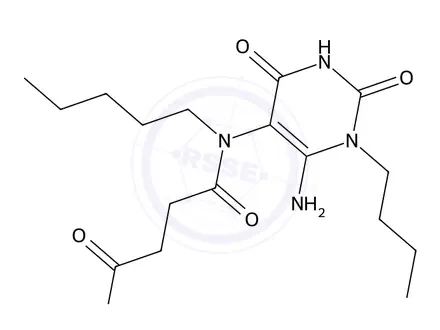 Chemical structure of 4-((6-Amino-1-butyl-2,4-dioxo-1,2,3,4-tetrahydropyrimidin-5-yl)(pentyl)amino)-4-oxobutanoic acid
