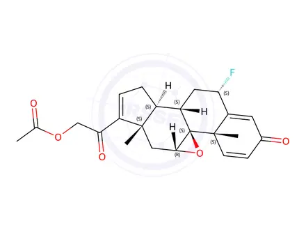 Chemical structure of (6α,9β,11β)-21-(Acetyloxy)-9,11-epoxy-6-fluoro-pregna-1,4,16-triene-3,20-dione