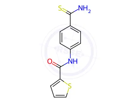 Chemical structure of N-[4-(aminocarbonothioyl)phenyl]thiophene-2-carboxamide