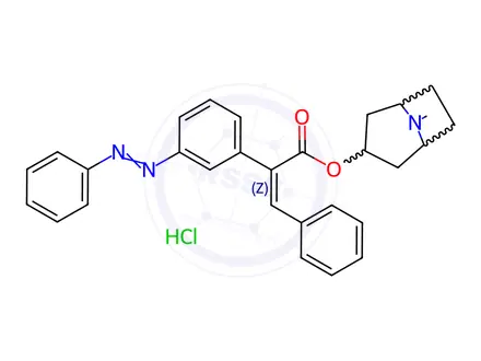 Chemical structure of Benzeneacetic acid, 3-(phenylazo)-alpha-(phenylmethylene)-, 8-methyl-8-azabicyclo(3.2.l)oct-3-yl ester, monohydrochloride, endo-