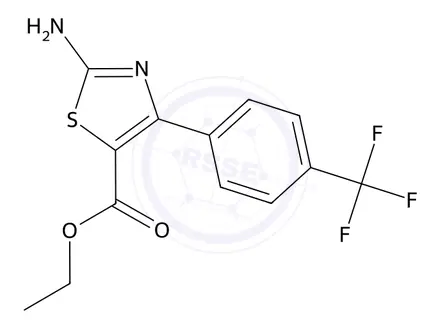 Chemical structure of Ethyl 2-amino-4-(4-(trifluoromethyl)phenyl)thiazole-5-carboxylate