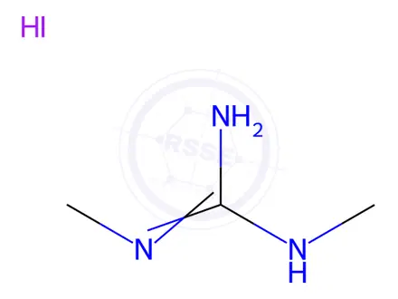 Chemical structure of N,N'-dimethylguanidine hydroiodide