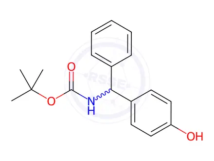 Chemical structure of Carbamic acid, N-[(4-hydroxyphenyl)phenylmethyl]-, 1,1-dimethylethyl ester