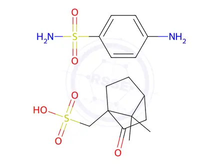 Chemical structure of (±)-2-oxobornane-10-sulphonic acid, compound with aniline-p-sulphonamide (1:1)