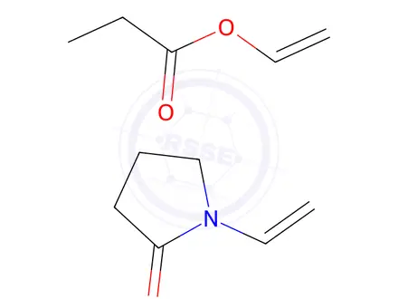 Chemical structure of Propanoic acid, ethenyl ester, polymer with 1-ethenyl-2-pyrrolidinone