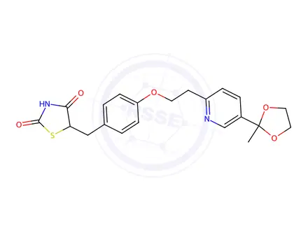 Chemical structure of 5-[4-[2-[5-(2-Methyl-1,3-dioxolan-2-yl)-2-pyridyl]ethoxy]benzyl]-2,4-thiazolidinedione