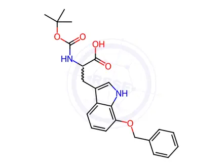 Chemical structure of 3-(7-(Benzyloxy)-1H-indol-3-yl)-2-((tert-butoxycarbonyl)amino)propanoic acid