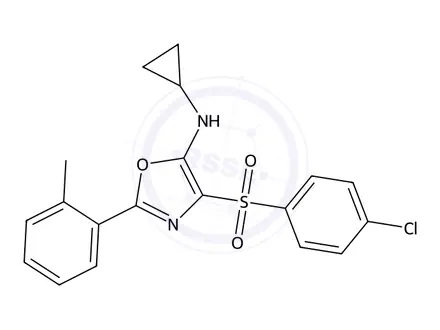Chemical structure of 4-((4-Chlorophenyl)sulfonyl)-N-cyclopropyl-2-(o-tolyl)oxazol-5-amine