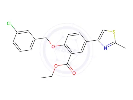 Chemical structure of Ethyl 2-((3-chlorobenzyl)oxy)-5-(2-methylthiazol-4-yl)benzoate
